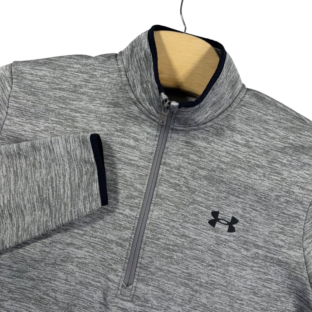 Under Armour Mens‎ M Gray Space Dye Heather Quarter Zip Pullover Loose Fit